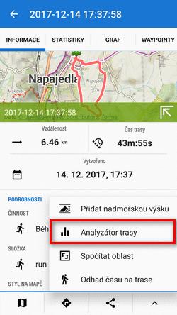 2018/08/31 11:34 17/36 nastavení délky kola - v horní liště - nabízí 1, 2, 5, 10 km a vlastní nastavení Analyzátor trasy Když potřebujete znát dílčí statistiky a grafy určitého úseku trasy, otevřete