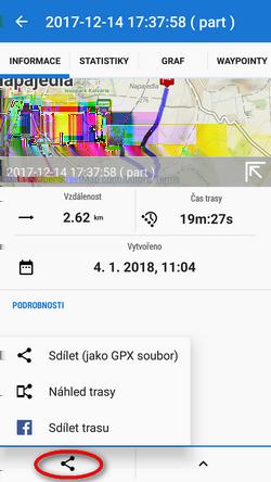 2018/08/31 11:34 19/36 Pro sdílení vybraného úseku vyberte z možností v menu Sdílení: Pro vytvoření kopie části trasy,