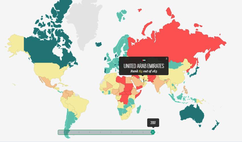 UTB ve Zlíně, Fakulta logistiky a krizového řízení 40 7 SVĚTOVÝ INDEX MÍRU Světový index míru (Global peace index GPI) je žebříček 163 zemí sestaven z 23 kvalitativních a kvantitativních ukazatelů,