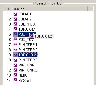 Seřadit funkce data srovnat funkce Pořadí funkcí v UVR1611 odpovídá v zásadě tomu pořadí, ve kterém bude vloženo z knihovny do výkresu. Ke změně pořadí funkcí platí následující postup: 1.