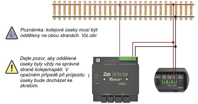 Připojení Z21 Detektoru ke kolejovému systému Spínací kolej, Reedkontakty Ve zjednodušené formě zpětného hlášení bývají masivně používány tzv. Reedkontakty, nebo spínací koleje.