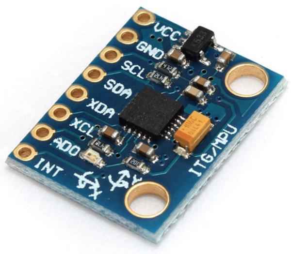 Obr. 25: IMU modul GY-521 [30] MPU-6050 však obsahuje vlastní procesor pro výpočet těchto dat (DMP = Digital Motion Processor) a z IMU je tak možné