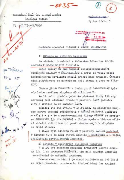70 9) 1956, 28. října, Praha souhrnné operační hlášení ke 20:00 28. 10.