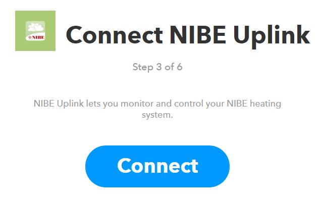 Nyní je třeba synchronizovat systém NIBE Uplink s aplikací IFTTT Proto klikněte na