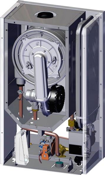 kondenzační kotle pro vytápění NOVINKA SESTAVA KOTLE 1 - Kondenzační těleso 2 - Ventilátor 3 - Teplotní sonda topení 1 4 - Expanzní nádoba topení 5 - Tlakový senzor 6 - Oběhové čerpadlo 7 -