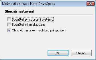 4 Okno Možnosti aplikace Nero DriveSpeed Okno Možnosti aplikace Nero DriveSpeed V okně Nero DriveSpeed lze nastavit chování aplikace Nero DriveSpeed po spuštění systému.