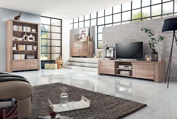 Tv stolek, š/v/h: 201 53 45 cm. 4.999 Kč Vitrína, š/v/h: 61 201 40 cm. 4.399 Kč Police, š/v/h: 142 22 20 cm.