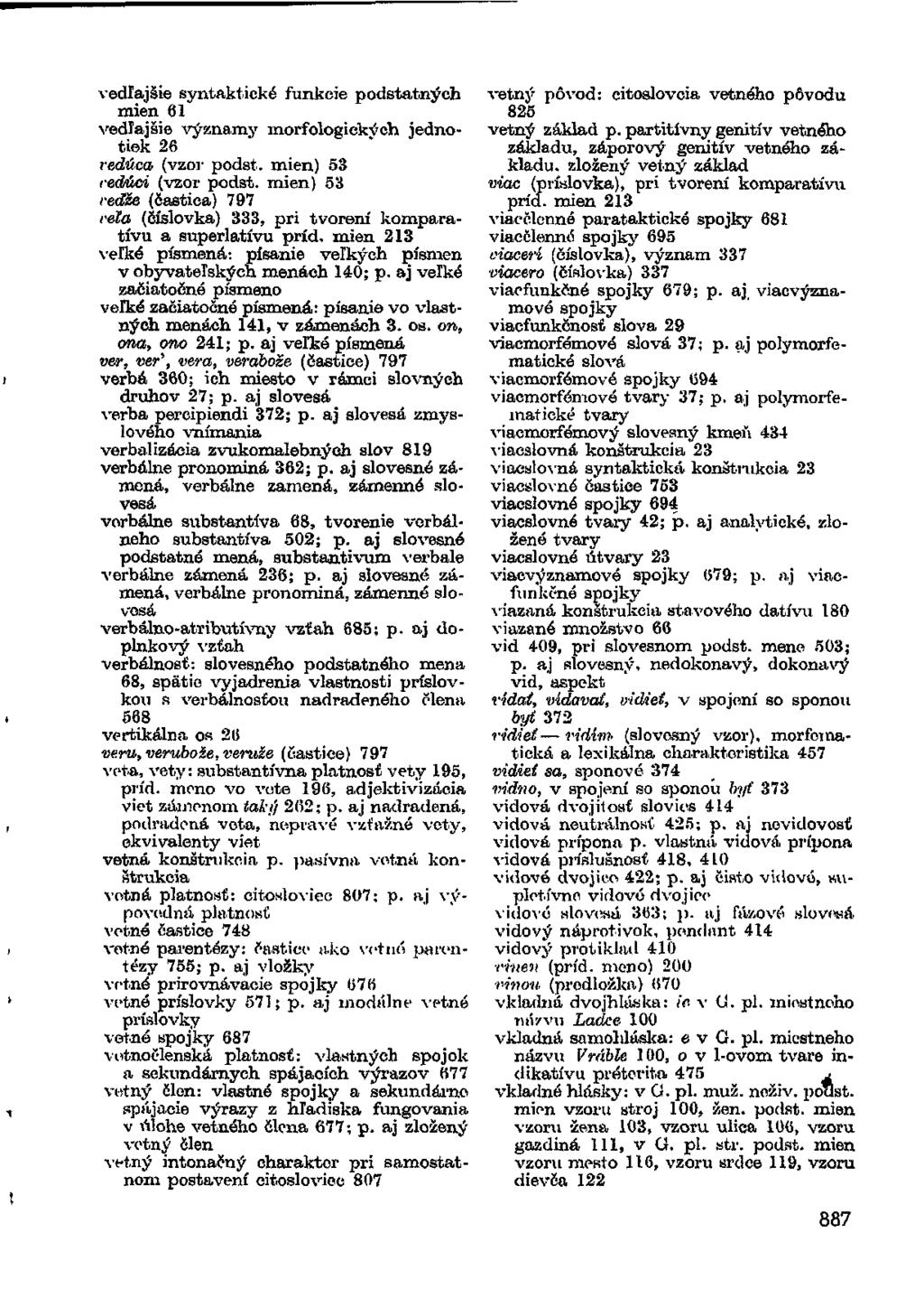 vedľajšie syntaktické funkcie podstatných mien 61 vedľajšie významy morfologických jednotiek 26 vedúca (vzor podst. mien) 53 vedúci (vzor podst.
