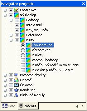 5 Vyhodnocení výsledků Stejně jako v případě vnitřních sil v RSTABu lze pomocí tlačítka [Zapnout/vypnout výsledky] aktivovat nebo deaktivovat zobrazení výsledků posouzení, pomocí tlačítka po pravé