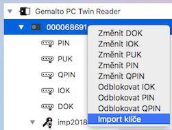 Pro import klíče s certifikátem slouží funkce Import klíče.