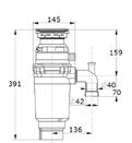 otvor dřezu: Ø 9 cm objem drtící komory: 1,48 l hmotnost: 4,8 kg odhlučnění: celkově motor - krytem drtící segmenty: Nerezová