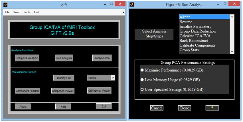 3.2 Program GIFT GIFT (Group ICA of fmri Toolbox) je aplikace vytvořená v programovém prostředí MATLAB umožňující podrobit data z fmri analýze nezávislých komponent.