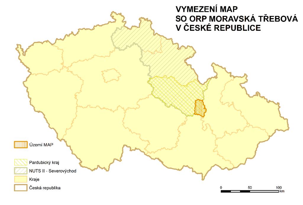 Mapa č. 1: Vymezení MAP SO ORP Moravská Třebová v České republice Zdroj: vlastní zpracování 1.