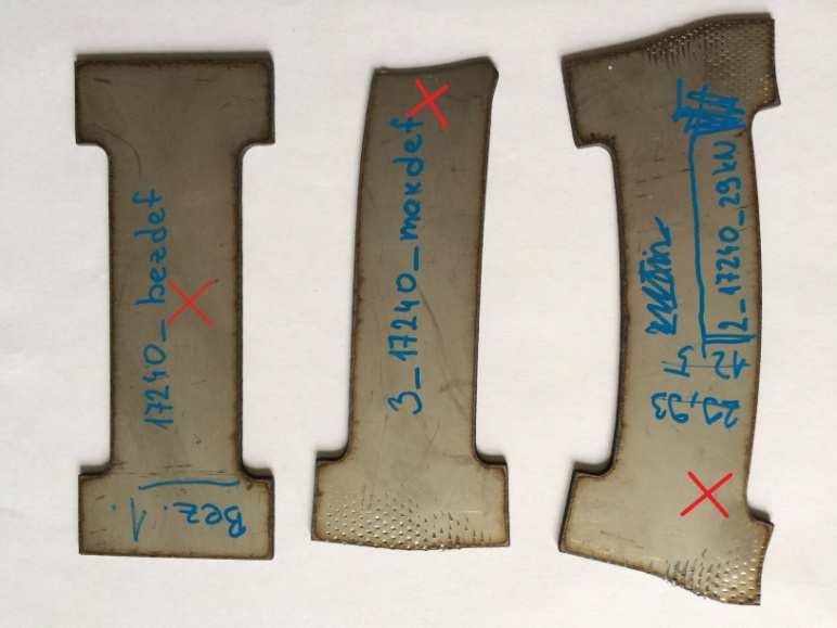 V následující Tab. 5 jsou zaznamenány zatěžovací stavy a deformace titanu GRADE 2.