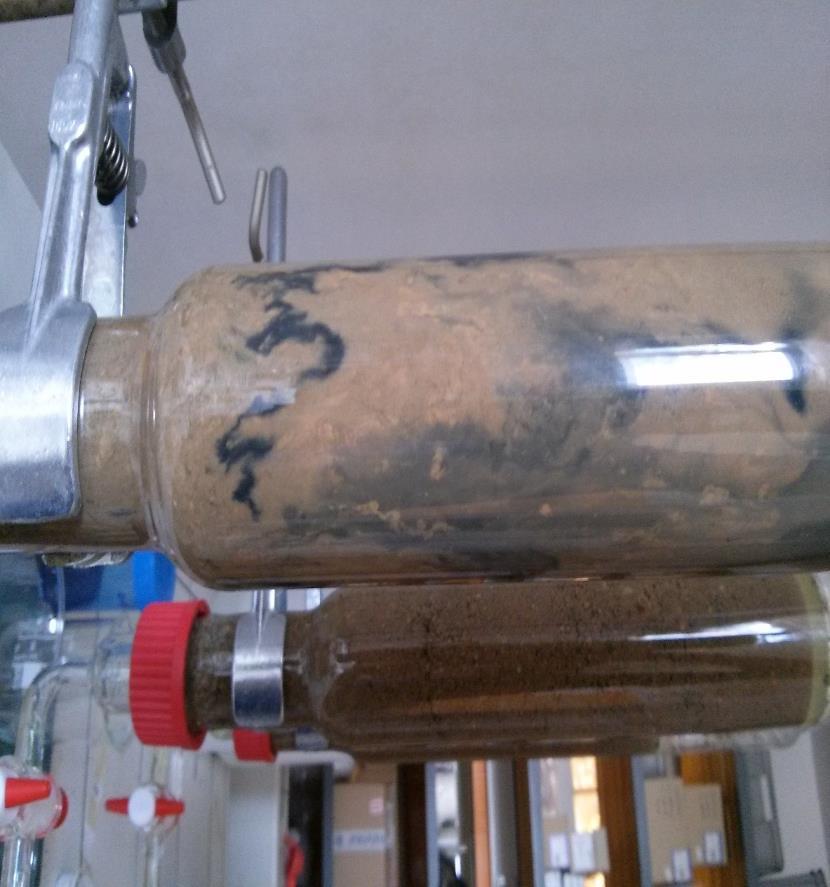 Laboratorní testy rekativní fáze Po 24 hodinách do kolony A aplikace vodné suspenze nzvi (80 ml o přibližné