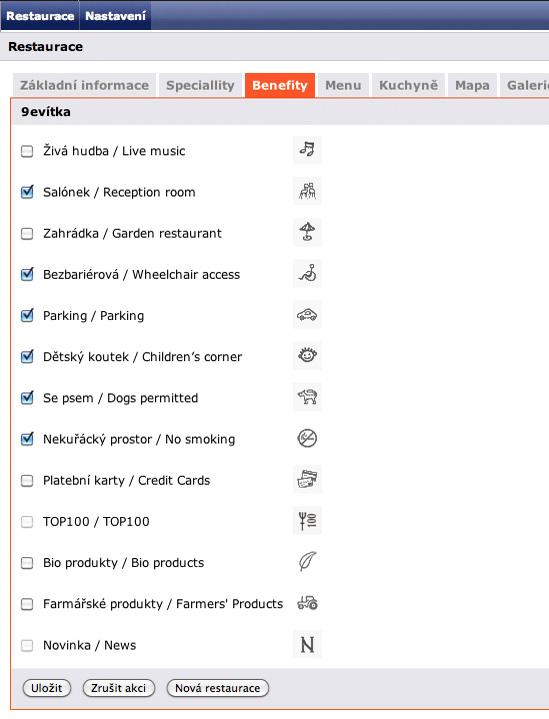 V případě změny údajů se na webu neprojeví ihned, ale podléhají schvalování. Vyjímkou je titulní fotografie restaurace, která se zobrazí hned.