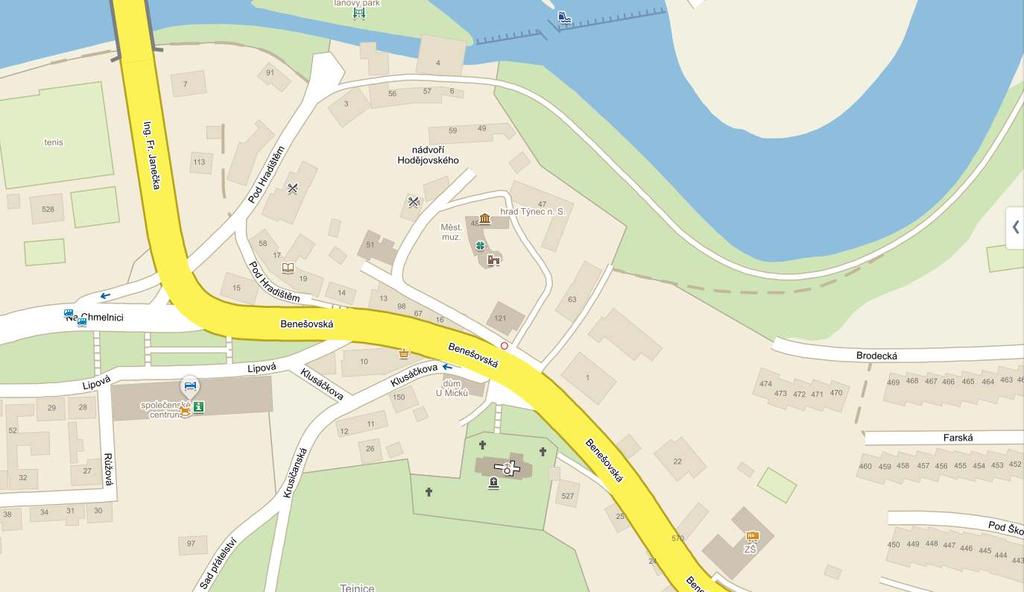 Benešovská, Týne nad Sázavou II čásečná uzavírka silnie II, saničení km a,445 -,855 Úsek