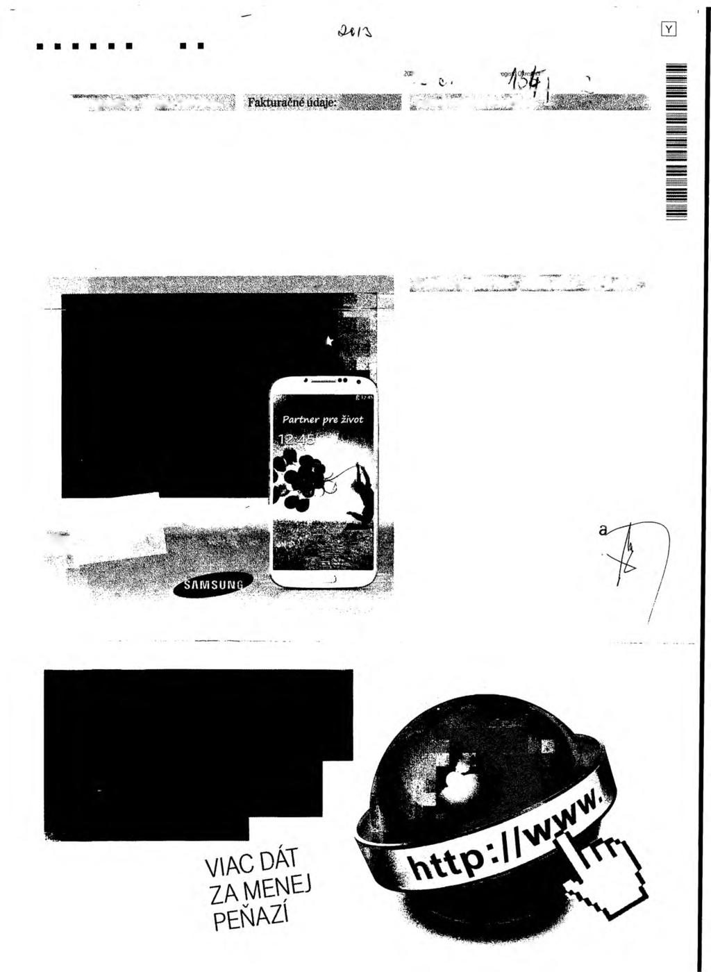 T 3 > t o U v 4 g 4 ', 3*088368037-01-01-9 11 11 11 11 Slovák Teickom, a.s., Karadžitova 10,82513 Bratislava, Slovenská republika tel.: 0800 123456 IČO: 35763 469, lč DPH: SK 2020273893, DIČ:: Č.