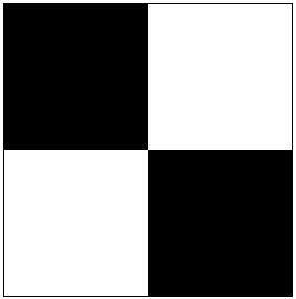 5.4.2.2 Černobílý terč Černobílé terče jsou tvořeny dvěma bílými a dvěma černými čtverci, které jsou šachovnicově uspořádané. Výhodou těchto terčů je jejich konstrukce.