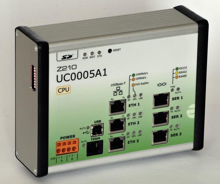 UC0005A1 ZÁKLADNÍ CHARAKTERISTIKA Procesor PowerQUICC II MPC8270 (jádro PowerPC 603E s integrovanými moduly FPU, CPM, PCI a paměťového řadiče) na frekvenci 450MHz 16kB datové cache, 16kB instrukční