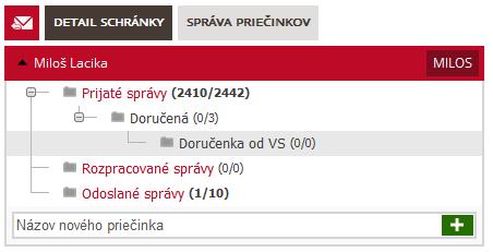 2 Operácie s priečinkami 2.2.1 Vytvoriť nový priečinok Používateľ si v strome priečinkov označí priečinok, pod ktorý má byť nový priečinok zaradený.