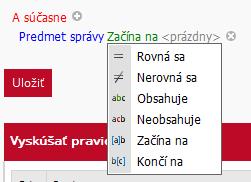 vzťah: Po zvolení vzťahu medzi pravidlami, si