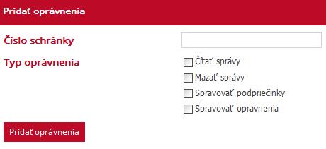 Oprávnenia nie sú zadefinované tak, že ďalšie oprávnenie pokrýva aj to predchádzajúce, preto je potrebné k oprávneniu mazať správy pridať aj oprávnenie čítať správy.