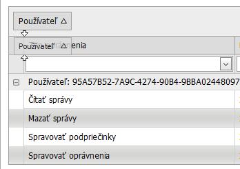 hornej časti je zobrazené tlačidlo používateľ,