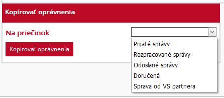 Pre zrušenie konkrétneho oprávnenia si používateľ v riadku oprávnenia zvolí.