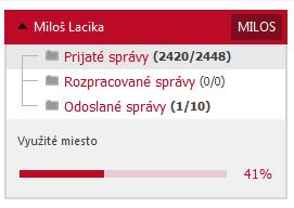 Za názvom každého priečinka sa zobrazuje počet správ, ktoré priečinok obsahuje X/Y, kde X je počet nových neprečítaných správ v priečinku a Y je celkový počet správ v priečinku.