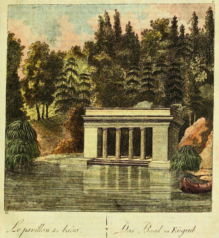 Historie Nové lázně před rokem 1812 (převzato z: SCHINDELMAYER, Karl Robert: Bildliche und beschreibende Darstellung der vorzüglichsten Natur und Kunstgärten in Europa. Band III, [Wien] 1812, mezi s.