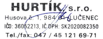 Reklamačný poriadok (1) Spotrebiteľ uplatňuje reklamáciu písomne, elektronickou poštou na adrese eshop@hurtik.