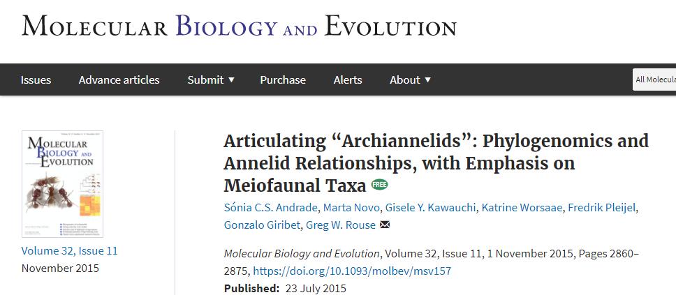 From: Illuminating the Base of the Annelid Tree Using Transcriptomics Mol Biol Evol. 2014;31(6):1391-1401. doi:10.1093/molbev/msu080 Mol Biol Evol The Author 2014.