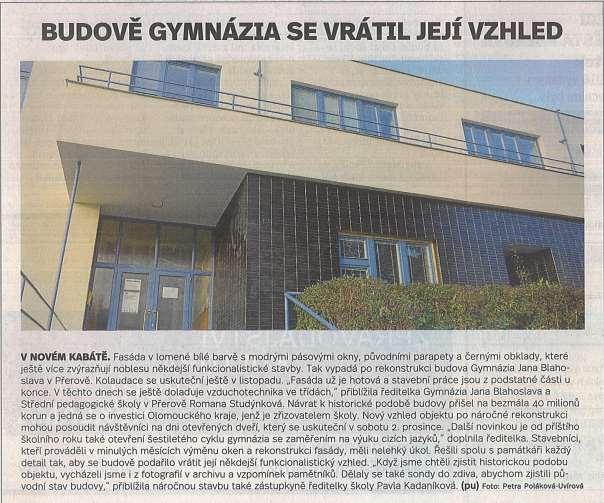 Publicita školy Budově Gymnázia se