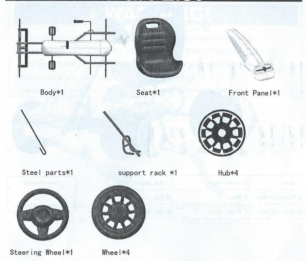 Screw- šroub Plastic parts under steering- plastové podložky řízení Self locking