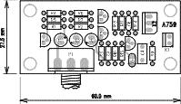 STAVEBNÍ NÁVODY Obr. 46. Schéma zapojení Kay Tremolo Model T-1 Obr. 47. Rozložení součástek na desce Kay Tremolo Model T-1 Obr. 48. Obrazec desky spojů Kay Tremolo Model T-1 (TOP) Obr. 49.