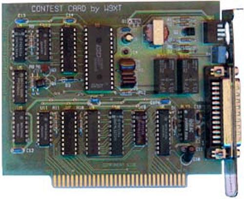 DODATEK C Úpravy contestové karty W9XT Contestová karta W9XT obsahuje hlasový procesor, umožňující záznam až 60 sekund nf signálu a CW klíčovací výstup, oddělený relé, který může klíčovat napětí