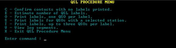 6.23. Q QSL Procedures Menu Obr. 30 ukazuje nabídku QSL Procedures. Obr. 30 Nabídka QSL procedures Tato volba otevře přístup k funkcím QSL agendy.