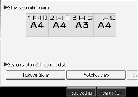 Jiné tiskové úlohy Kontrola chybového protokolu 3 Není-li moôné uloôit soubory kvùli chybám v tisku, zjistìte pøíèinu chyb pomocí chybového protokolu na ovládacím panelu.