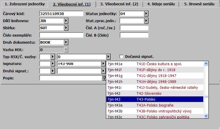 V roce 2008, kdy začala celková reorganizace fondu, bylo nutné také zadat nové druhy signatur do knihovního systému Aleph a zároveň nastavit tiskovou šablonu pro nový typ samolepících štítků.