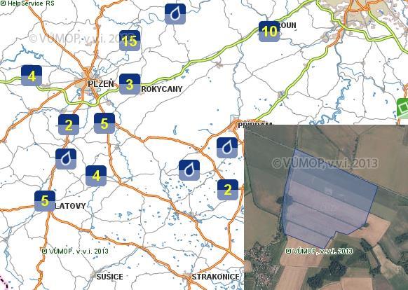 Tipy & Triky Je poskytována mapová prohlížecí služba (WMS) POZOR nová adresa služby Mapová služba nabízí náhled na lokalizaci erozních událostí zaznamenaných v databázi Monitoring eroze zemědělské
