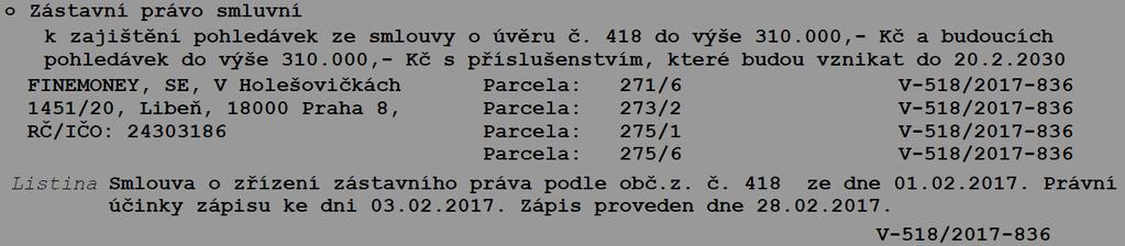 - pozemek parcela č. 271/6, druh pozemku trvalý travní porost, způsob ochrany rozsáhlé chráněné území, zemědělský půdní fond - pozemek parcela č.
