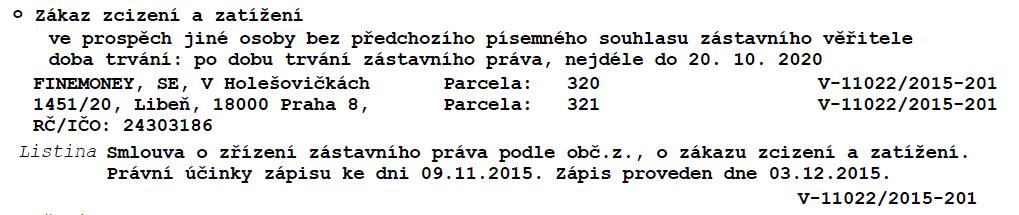 Zástavní a předkupní práva zapsaná v katastru nemovitostí a váznoucí na předmětu dražby, neovlivňují hodnotu dražby, protože v souladu s 58 odst. 1 zákona č. 26/2000 Sb.