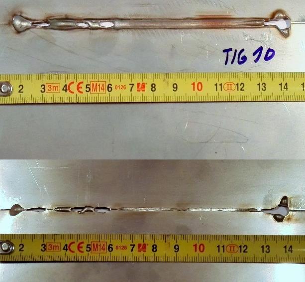 V tabulce 6 lze pozorovat, že maximální dosažená hodnota svařovací rychlosti při použití Ar 4.8 je 200 cm/min.