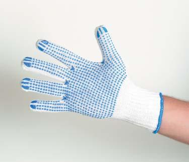 gloves, white polyester/cotton, elastic cuff,