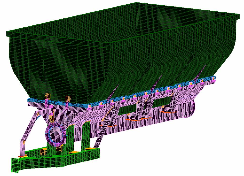 5. FEM MODEL Pro pevnostní analýzu nosné konstrukce překládacího vozu bylo použito Metody konečných prvků (MKP) v angličtině Finite Element Method (FEM).