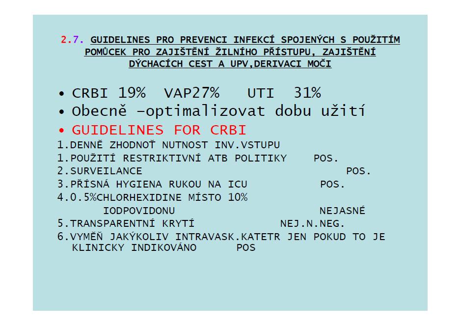 Katétrové infekce/sepse Prevence -