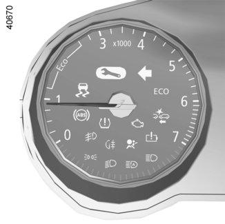 Otáčkomer 6 (dieliky na stupnici 1 000) Tachometer 7 Zobrazí sa inak podľa zvoleného osobného nastavenia prístrojovej dosky.