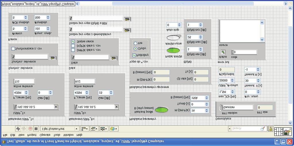 C.2 Čelní panel hlavního programu Test Radio v6- usrp.
