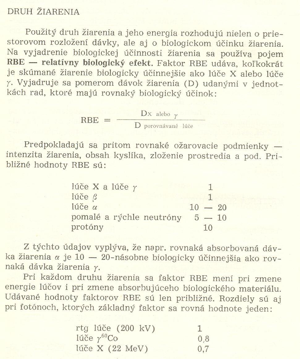 Typy záření a relativní